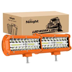 2pc 6.5 Inch 120W Spot Flood Combo Orange Case Led Light Bar