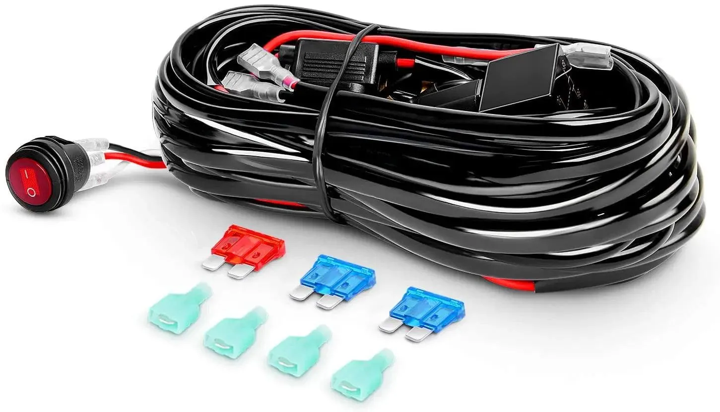 52 Inch Double Row Spot Flood LED Light Bar | 4 Inch 18W Spot LED Pods (Pair) | 12FT Wire 3Pin Switch