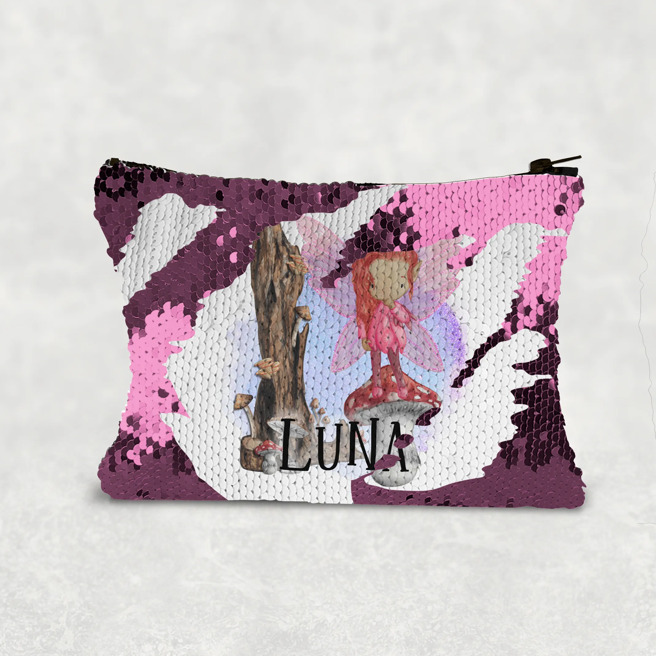 Fairy Toadstool Sequin Personalised Bag